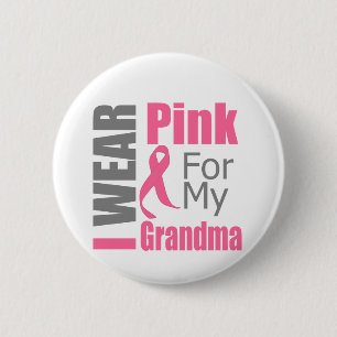 Ik Draag roze lint voor mijn oma BREAST CANCER Ronde Button 5,7 Cm