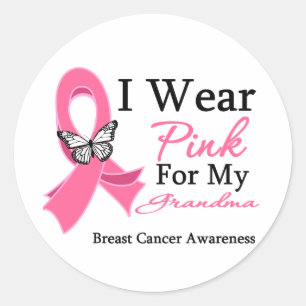 Ik Draag roze ribbon Grandma Breast Cancer Ronde Sticker