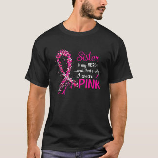 Ik Draag roze T-shirt voor mijn zuster Ribbon Pink