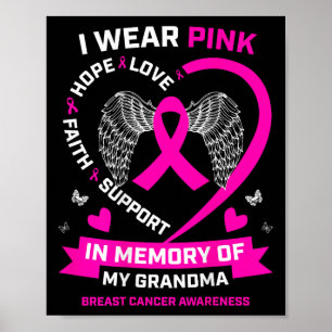 Ik Draag roze ter nagedachtenis aan mijn oma borst Poster