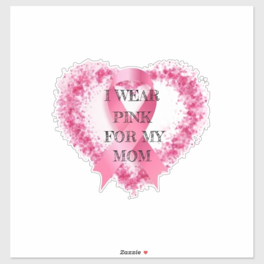 Ik draag roze, ter ondersteuning van borstkankerbe sticker (Vel)