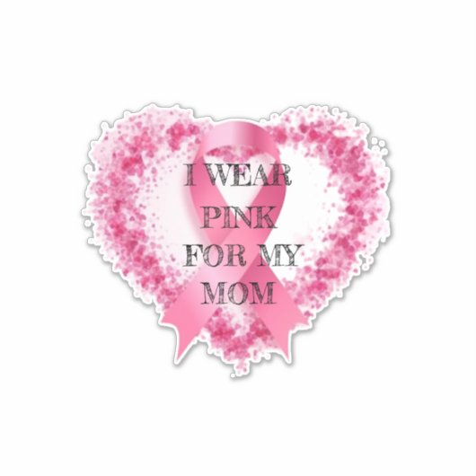 Ik draag roze, ter ondersteuning van borstkankerbe sticker (Voorkant)