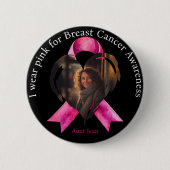 Ik Draag Roze voor borstkanker Bewustzijn Foto Ronde Button 5,7 Cm (Voorkant)