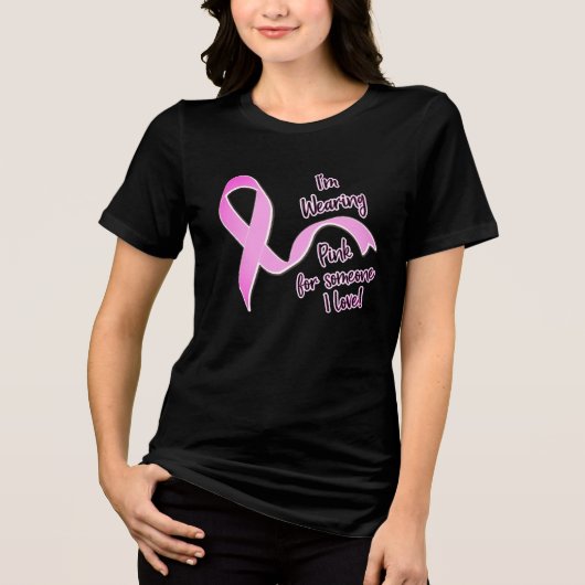Ik draag roze voor jou Tri-Blend shirt (Voorkant)