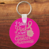 Ik Draag roze voor mezelf - Borstkanker Bewustzijn Sleutelhanger (Voorkant)