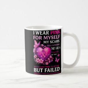 Ik Draag roze voor mezelf mijn littekens borstkank Koffiemok