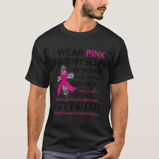Ik Draag roze voor mezelf. Mijn littekens vertelle T-shirt