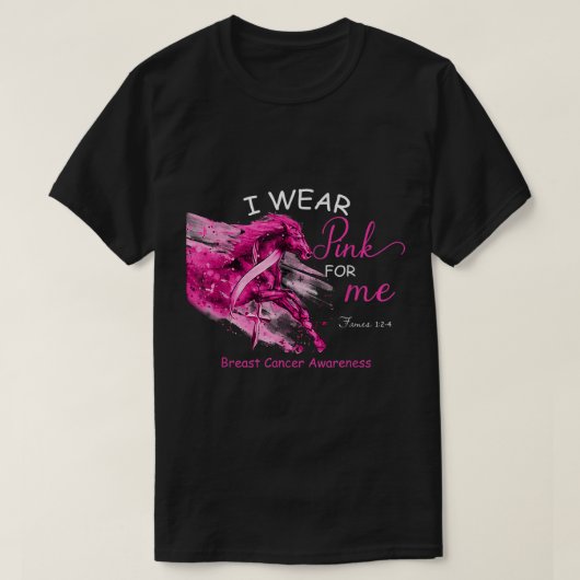 Ik draag roze voor mij als paard dat borstkanker m t-shirt (Design voorkant)