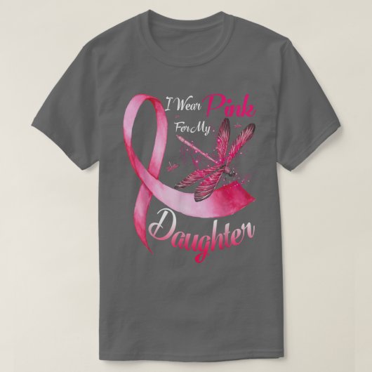 Ik Draag roze voor mijn dochter Dragonfly Breast C T-shirt (Design voorkant)