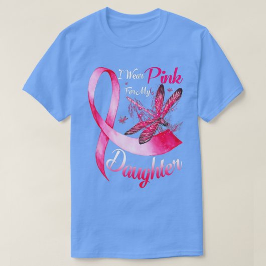 Ik Draag roze voor mijn dochter Dragonfly Breast C T-shirt (Design voorkant)