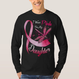 Ik Draag roze voor mijn dochter Dragonfly roze lin T-shirt