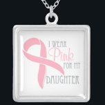 Ik Draag Roze voor mijn dochter Zilver Vergulden Ketting<br><div class="desc">Het tonen van steun voor je geliefde die door de verschrikkelijke ziekte kanker gaat.</div>