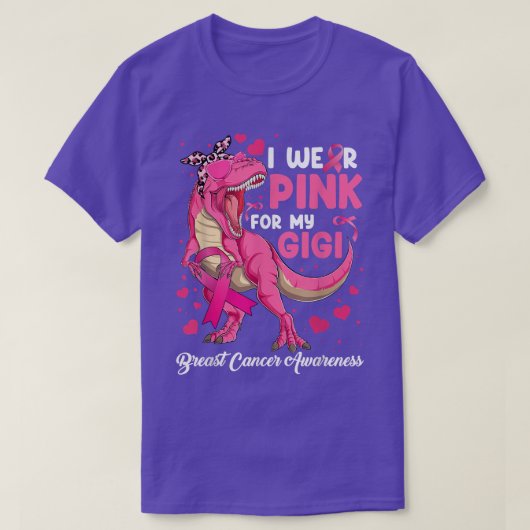 Ik Draag Roze voor mijn Gigi Funny Dinosaur T Rex  T-shirt (Design voorkant)