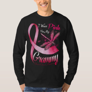 Ik Draag roze voor mijn gram Dragonfly roze lintje T-shirt