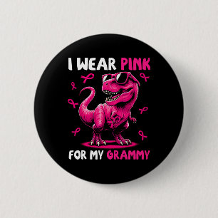 Ik Draag roze voor mijn Grammy T-rex dinosaurus bo Ronde Button 5,7 Cm