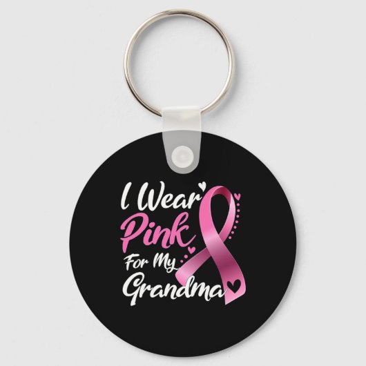 Ik Draag roze voor mijn grootmoeder borstkanker Sleutelhanger (Voorkant)