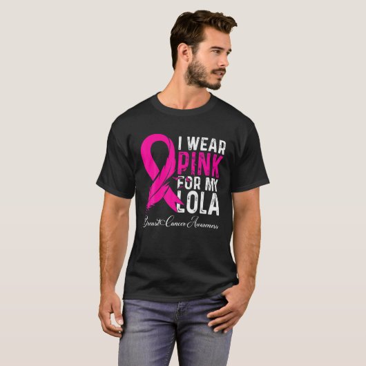 Ik Draag roze voor mijn Lola Breast Cancer Bewusth T-shirt (Voorkant volledig)