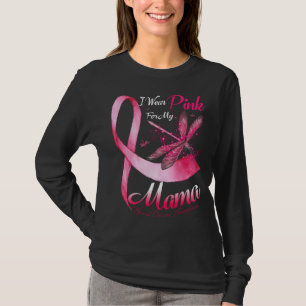 Ik Draag roze voor mijn mama Dragonfly roze lintje T-shirt