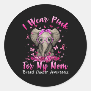Ik Draag roze voor mijn mama Elephant Breast Cance Ronde Sticker