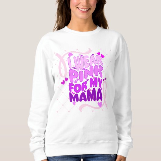 "Ik draag roze voor mijn mama" T-shirt (Voorkant)