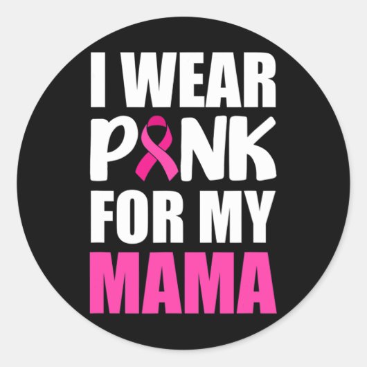 Ik Draag roze voor mijn mammacarcinoom Ronde Sticker (Voorkant)