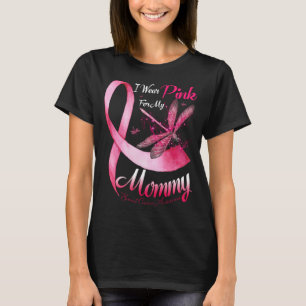 Ik Draag roze voor mijn mammie Dragonfly roze lint T-shirt