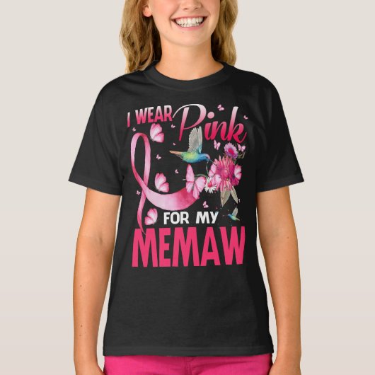 Ik Draag roze voor mijn Memaw Hummingbird Breast C T-shirt (Voorkant)
