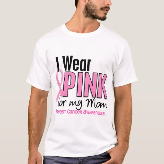 Ik Draag roze voor mijn moeder 10 borstkanker T-shirt (Voorkant)