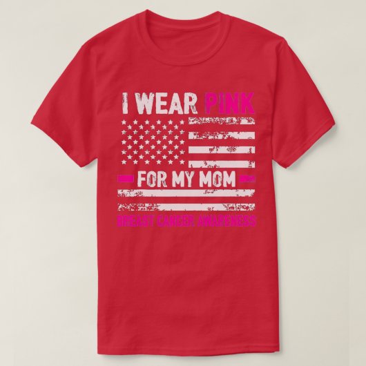 Ik Draag roze voor mijn moeder Amerikaanse vlag bo T-shirt (Design voorkant)