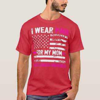 Ik Draag roze voor mijn moeder Amerikaanse vlag bo T-shirt