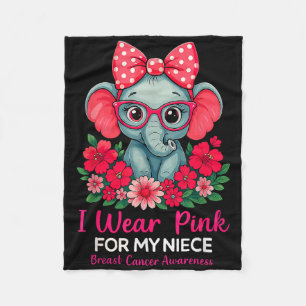 Ik Draag roze voor mijn nichtje Elephant Breast Ca Fleece Deken