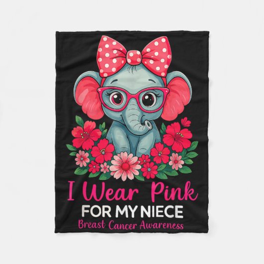 Ik Draag roze voor mijn nichtje Elephant Breast Ca Fleece Deken (Voorkant)