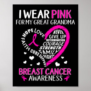 Ik Draag roze voor mijn oma Breast Cancer Awa Poster