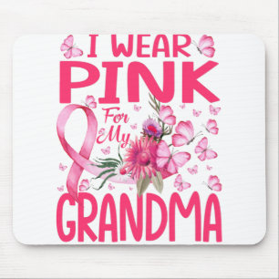 Ik Draag roze voor mijn oma Butterfly Breast Cance Muismat