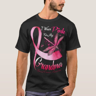 Ik Draag roze voor mijn oma Dragonfly roze lint B T-shirt