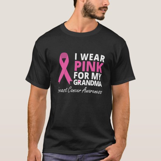 Ik Draag roze voor mijn oma Ribbon familie Love T-shirt (Voorkant)