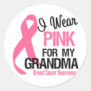 Ik Draag roze voor mijn oma Ronde Sticker