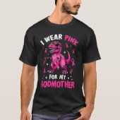 Ik Draag roze voor mijn peetmoeder T-rex dinosauru T-shirt (Voorkant)