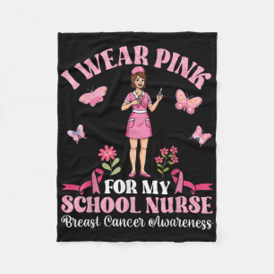 Ik Draag roze voor mijn schoolverpleegkundige Bors Fleece Deken