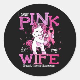 Ik Draag roze voor mijn Shirt borstkanker. Ronde Sticker