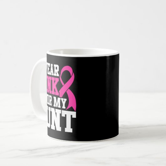 Ik Draag roze voor mijn tante Borstkanker Koffiemok (Voorkant links)