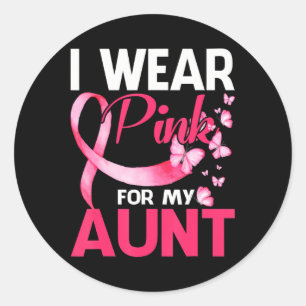 Ik Draag roze voor mijn tante Borstkanker Ronde Sticker