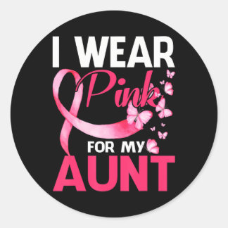 Ik Draag roze voor mijn tante Borstkanker Ronde Sticker