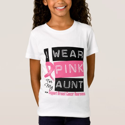 Ik Draag roze voor mijn tante Borstkanker T-shirt (Voorkant)