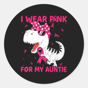 Ik Draag roze voor mijn tante Breast Cancer Bewust Ronde Sticker