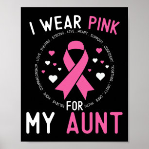 Ik Draag roze voor mijn tante Breast Cancer Suppor Poster