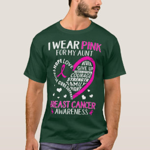 Ik Draag roze voor mijn tante Heart Breast Cancer T-shirt