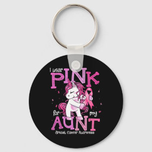 Ik Draag roze voor mijn tante Shirt Breast Cancer Sleutelhanger