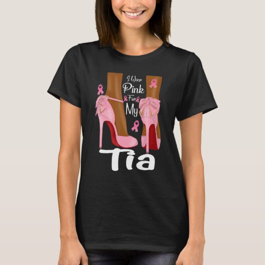 Ik Draag roze voor mijn Tia tante Ribbon Melanin B T-shirt (Voorkant)