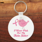 Ik Draag roze voor mijn tweelingzuster Sleutelhanger (Voorkant)